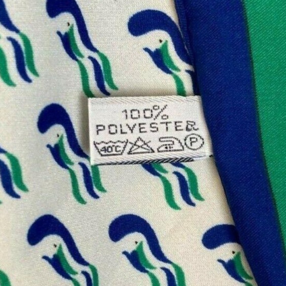 Vintage Blue, Green, White Princess Cruise Line Square Mod Print Fashion Scarf - Picture 11 of 16